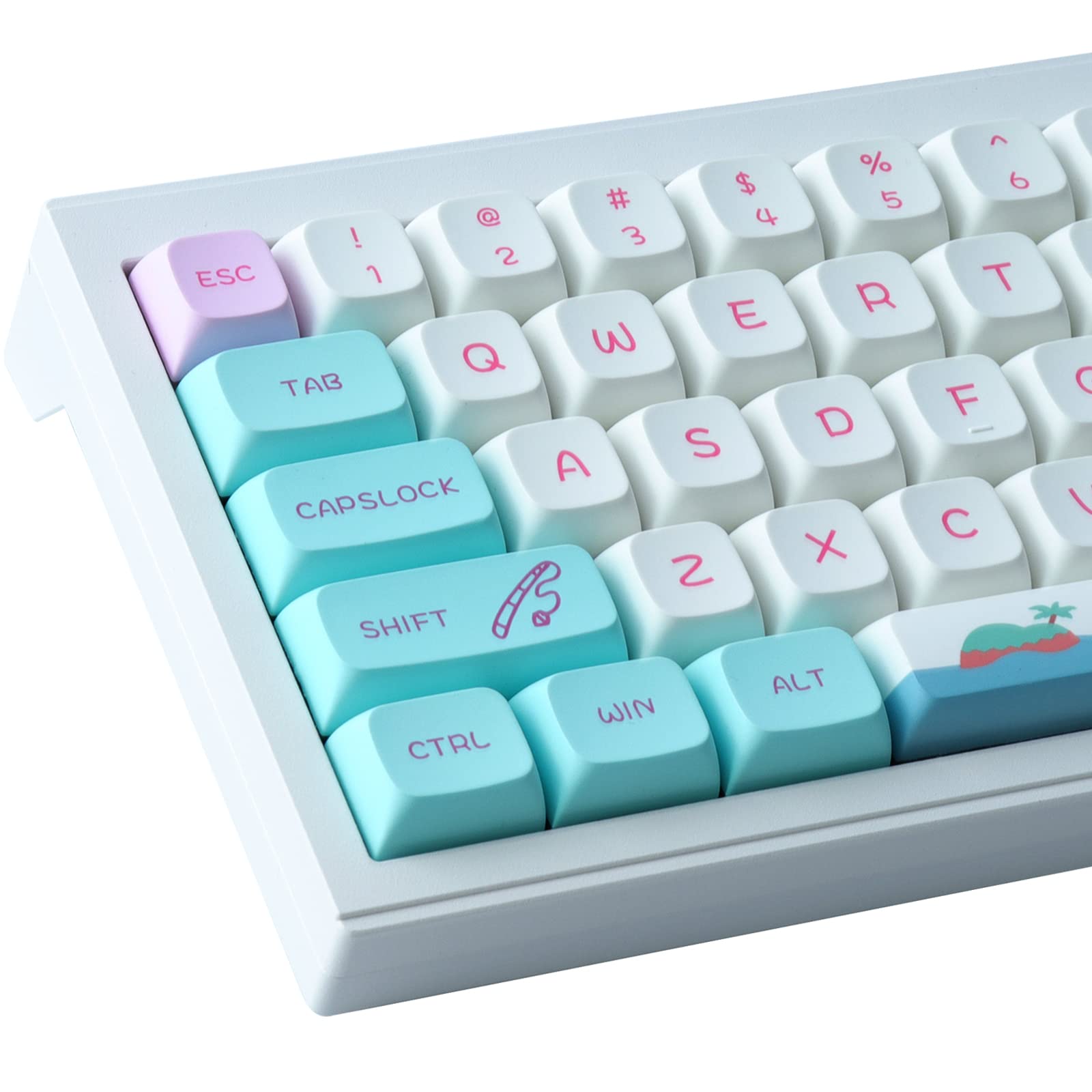 Tsungup Keycaps PBT Custom Keycaps 138 keys XDA Keycaps Dye-sublimation process White Keycaps Compatible with Cherry MX Switches for ANSI Layout Mechanical Keyboards