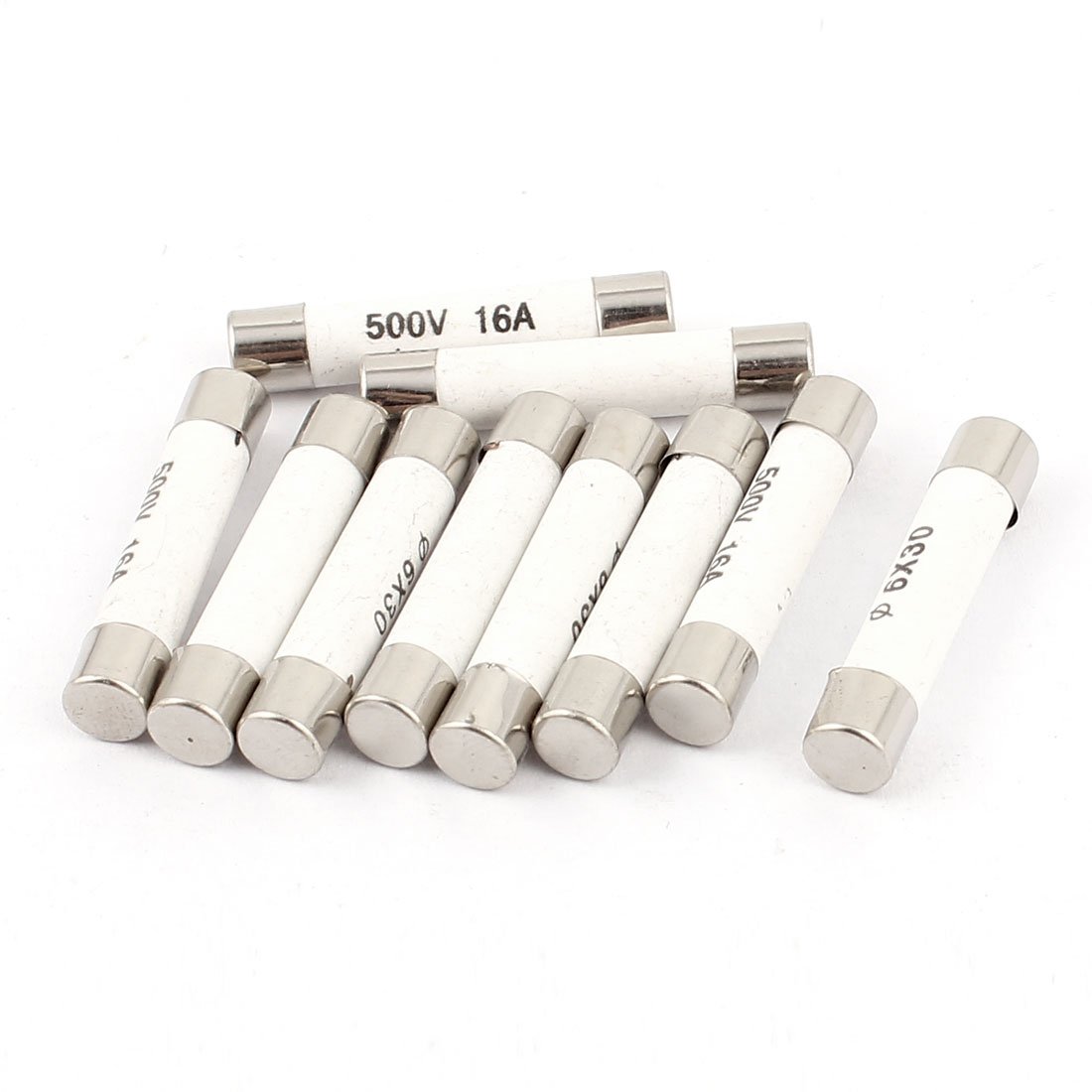 Sourcingmap 10 Pcs 250V 16A Low Breaking Capacity 6x30mm Cartridge Ceramic Fuses