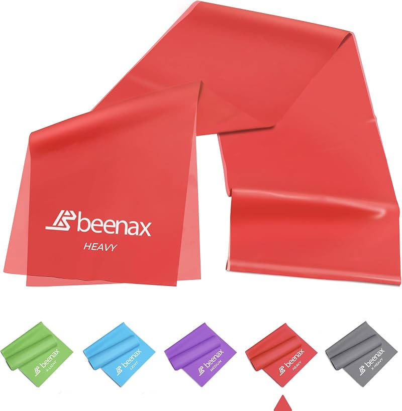 Beenax Resistance Band 2M Heavy Red 25lbs for Strength Flexibility Pilates Yoga
