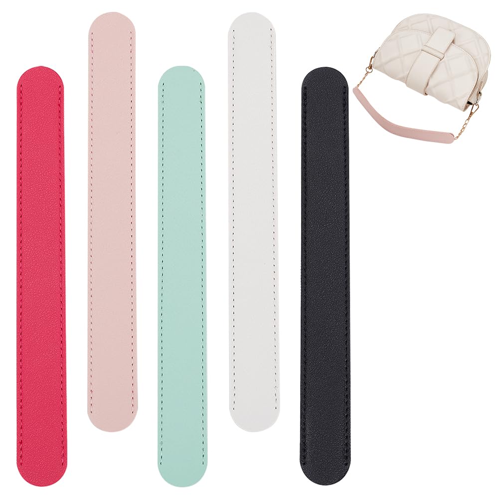WADORN 5 Colors PU Leather Handbag Handle Wrap Cover, 22.5cm Purse Wallet Handle Protectors Pressure Relief Shoulder Strap Protector Cover for Suitcase Travel Bag Strap Making Supplies