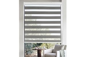 Homebox Blinds for Windows, Zebra Roller Window Shades Light Filtering Sheer Window Treatments Light Control 48 Inch Blinds for Kitchen Bathroom, 48" W x 72" H Light Gray