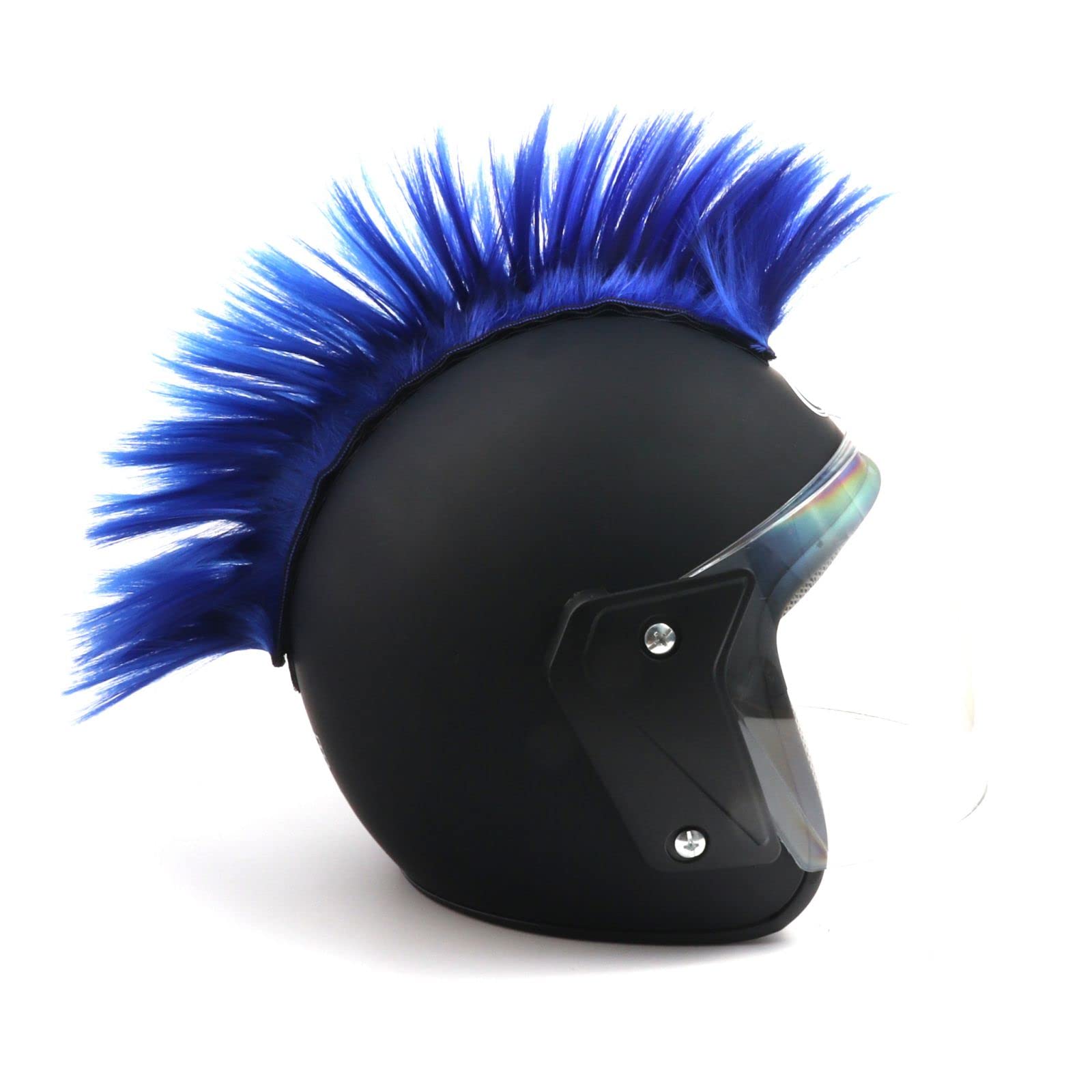 PAXLAMB Helmet Mohawk Wigs Skinhead Wig Hair Patches Hairpiece for Bicycle Motorcycle Cycling Scooters Polo Ski Snowboard Cosplay Costume (Blue)