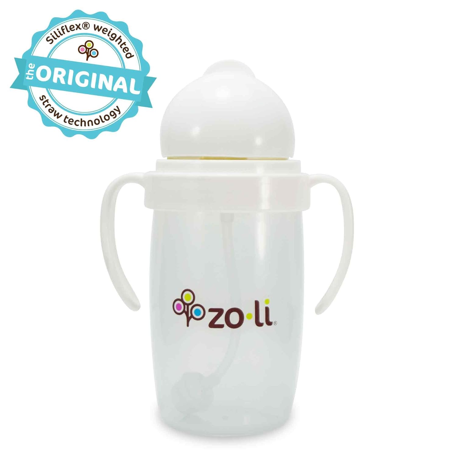 ZoLi BOT 2.0 | Siliflex Weighted Straw Sippy Cup, 10 Ounces, White