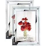 HORLIMER 5x7 Picture Frame Set of 2, Glass Photo Frame 5 by 7 for Tabletop, Horizontally or Vertically