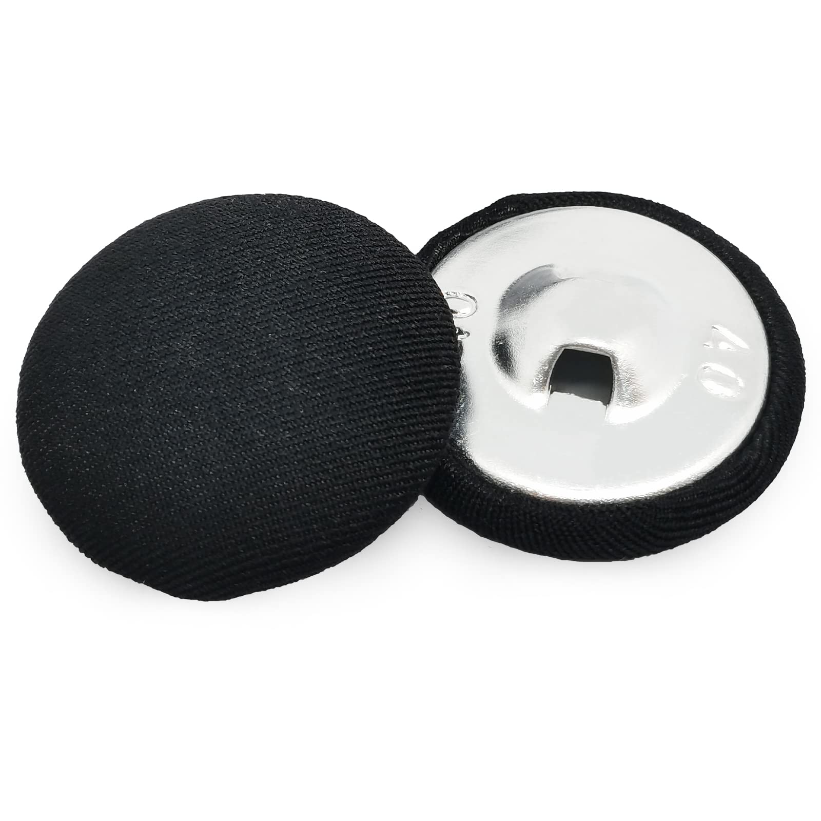 Photo 1 of 25mm(1inch) Satin Twill Fabric Covered Button with Metal Shank Back,Special Buttons for Suits and Uniforms Trench Coats(Black,20pcs)