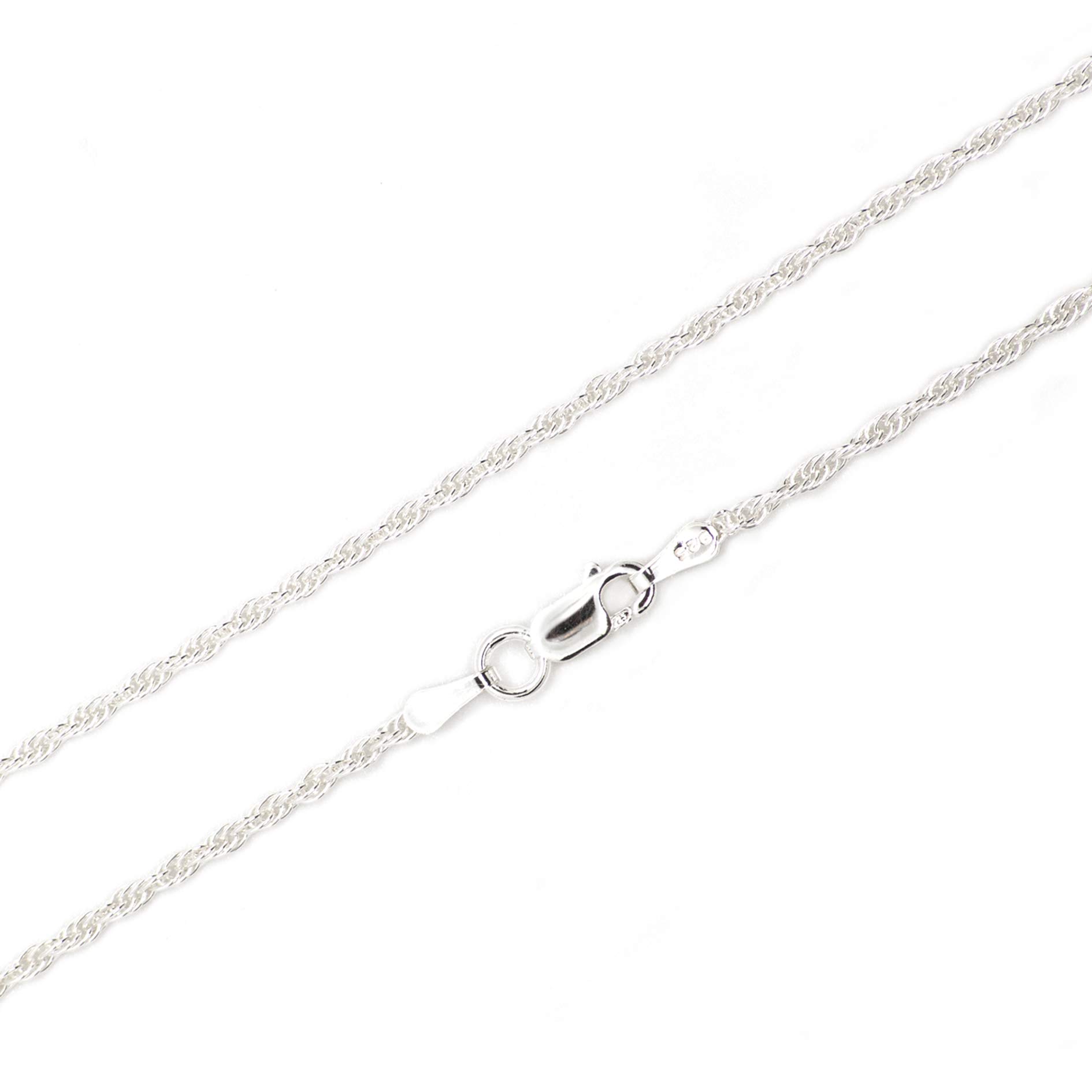 925 Sterling Silver Rope Chain or Prince of Wales Chain 16″ on 40cm with 1.6mm Thickness