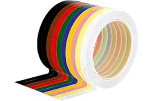 SMRTCOL Whiteboard Tape 1/8 Inch x 217ft 10 Rolls Dry Erase Board Assorted Colors Tape for Whiteboards, Crafts, Grids, Marking, Calendars, Violin Fingerboards