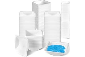 Flutesan 300 Pack 10ml 100ml Weigh Boats Set Small Large Anti Static White Pans Plastic Square Lab Weighing Trays Disposable Measuring Weighing Dishes for Scale, Powder, Liquid, Sample Container