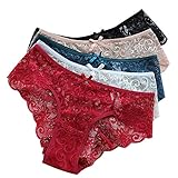 Wansheny Women's Triangle Panties - Cotton Fashion Bikini Panty Lace Edge Soft Sexy Panties Set(Pack Of 5) (X-Large, Basics)