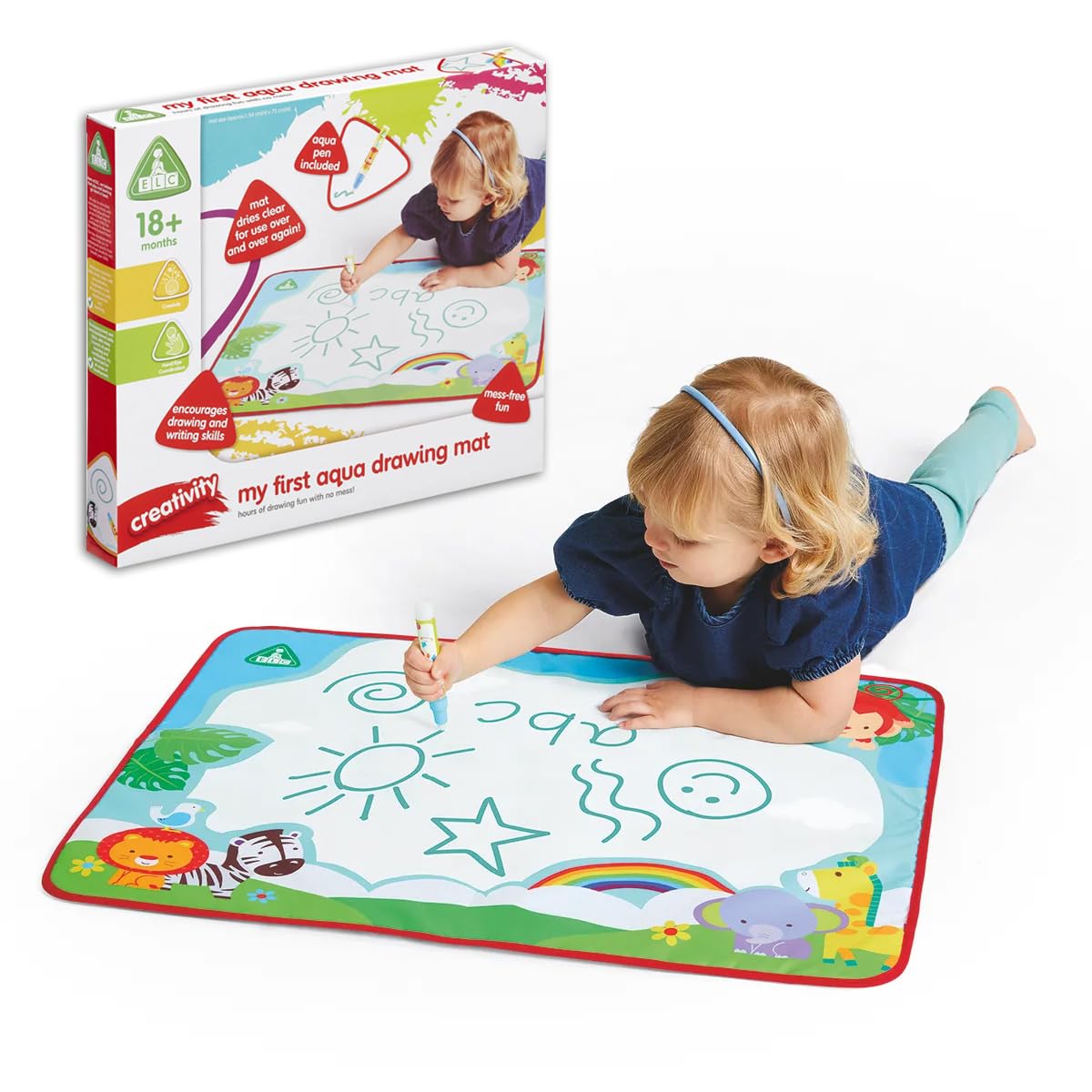 Early Learning Centre My First Aqua Drawing Mat For Children 18 Months Mess Free Water Drawing For Toddlers Aqua Mat Messy Play Toys For 1-2 Year Olds