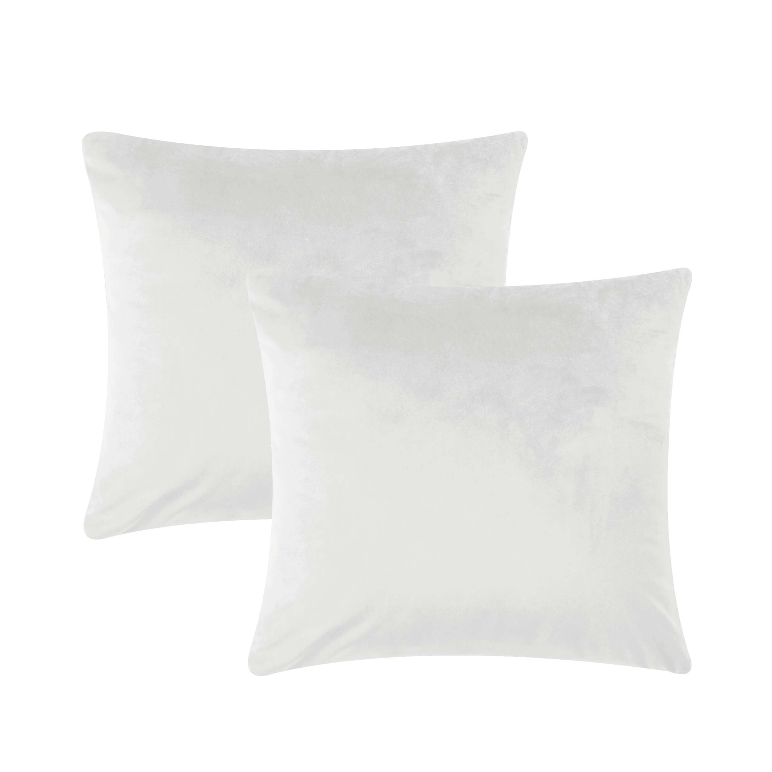 AMEHA Velvet Cushion Covers 45 x 45 cm 2 Pack Velvet Square Throw Pillow Cases Decorative White Cushion Cover for Sofa Bedroom Couch Living Room with Invisible Zipper (18 x 18 Inch)
