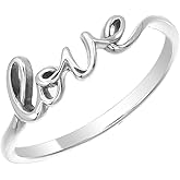 Boma Jewelry Sterling Silver Love Script Ring, Size 7