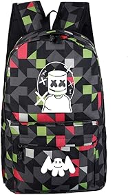 Mochila Luminosa para Estudiantes USAMYNA Mochila para Computadora Portátil Marshmello para Niños y Niñas Mochila Práctica Mochila para Estudiantes y Adolescentes (Verde) 