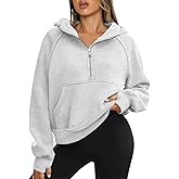 ATHMILE Womens Hoodies Long Sleeve Fleece Quarter Zip Pullover Workout Oversized Sweatshirt Fall Winter Crop Jacket Tops 2025