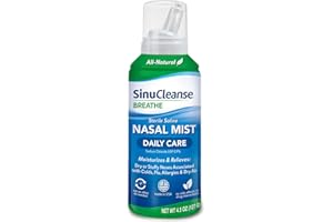 SinuCleanse Daily Care Sterile Saline Nasal Spray, Ultra Fine Mist, Instantly Moisturizes & Relieves Everyday Nasal Congestion Due to Colds & Dry Air, 4.5 Oz (1 Pack), Made in USA