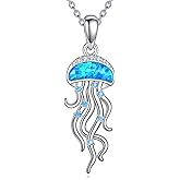 SHINYKEND S925 Jellyfish Necklace for Women, Sterling Silver Jellyfish Pendant Necklaces Ocean Jellyfish Jewelry Gifts for Christmas Mothers Day Birthday