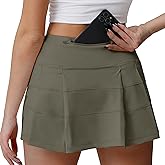 Husnainna High Waisted Pleated Tennis Skirt with Pockets Athletic Golf Skorts for Women Casual Workout Built-in Shorts