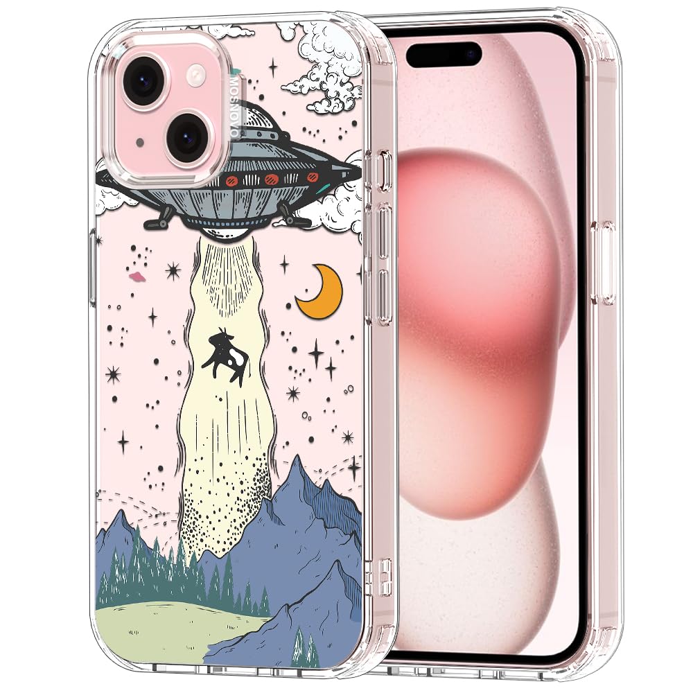 MOSNOVO Case for iPhone 15 Plus / 14 Plus [Buffertech 6.6ft Military-Grade Drop Protection] [Anti Peel Off Tech] Clear TPU Bumper Phone Case - UFO — image 1