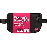 Peak Gear Women’s Money Belt - Hidden Travel Waist Pouch for Women | RFID Blocking, Slim Under-Clothes Passport Holder with PeakCharm Jewelry Pocket + 2 ReturnMe™ Recovery Tags