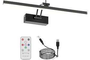 PIZHLO Battery Picture Light, 5200mAh Rechargeable Picture Lights with Remote Timer & Dimmable, CRI95+ 16" Adjustable Art Light for Paintings Display, Frame, Gallery, Wall Art Accent Light, Black