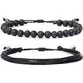 Natural Stone Beaded Bracelet Set, 2-Piece Healing Jewelry, Adjustable Waterproof String, Men's Gift