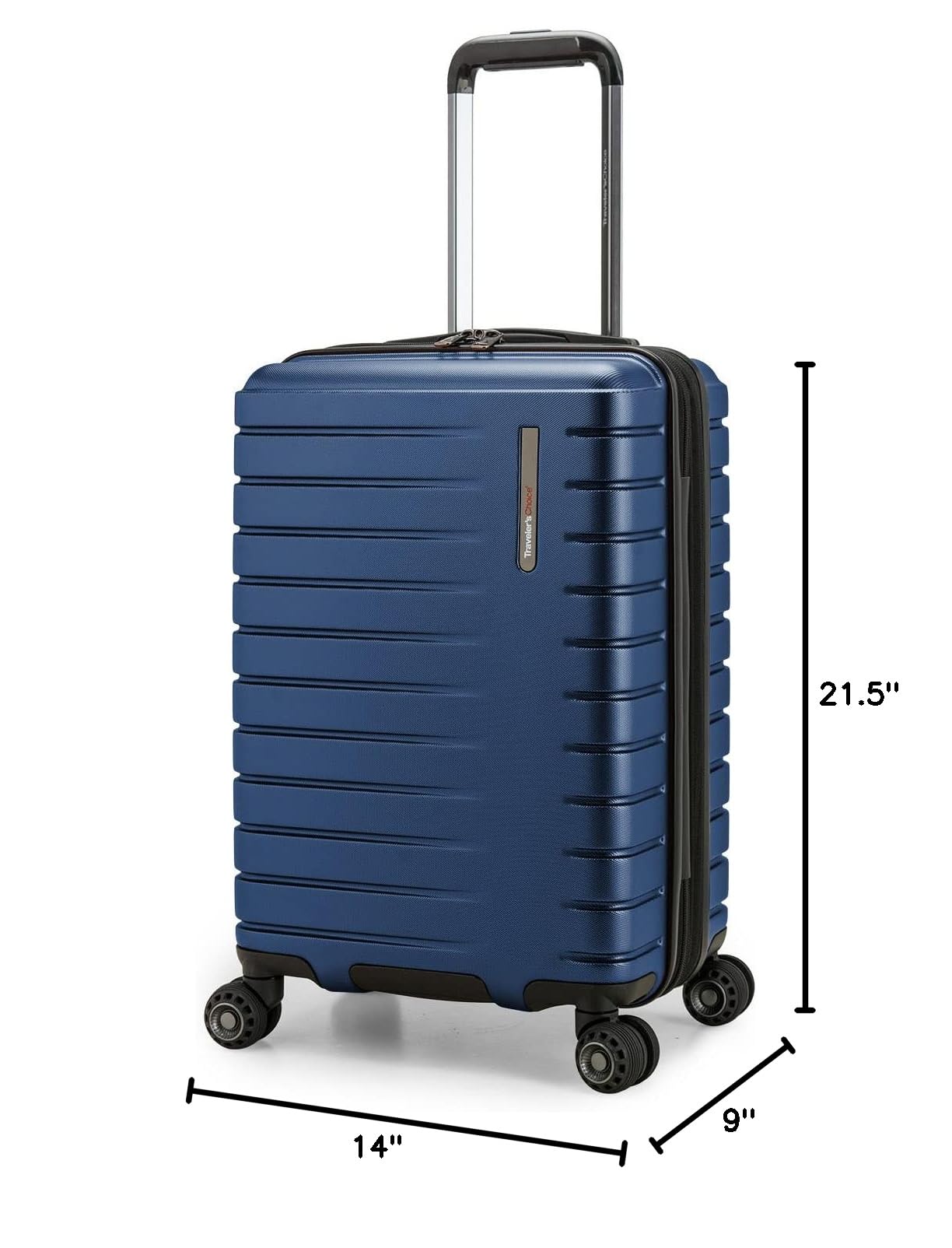 Traveler's Choice Archer Polycarbonate Hardside Spinner Luggage Set, Blue, Carry-On 21-Inch, Tie Down Straps
