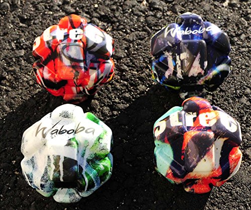 Waboba Street Ball _ Bundle of 4 Balls _ in 4 Unique Colors _ BONUS Soft Nylon Mesh Drawstring 9 x 12” Royal Blue Carry Bag