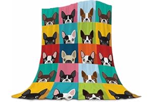 ubnlkto Boston Terrier Puppies Throw Blanket Flannel Fleece Bed Blanket for Kids Boys Girls Cozy Air Conditioning Blanket Plush Blankets & Throws for Bedroom Living Sofa Car 60"x80"