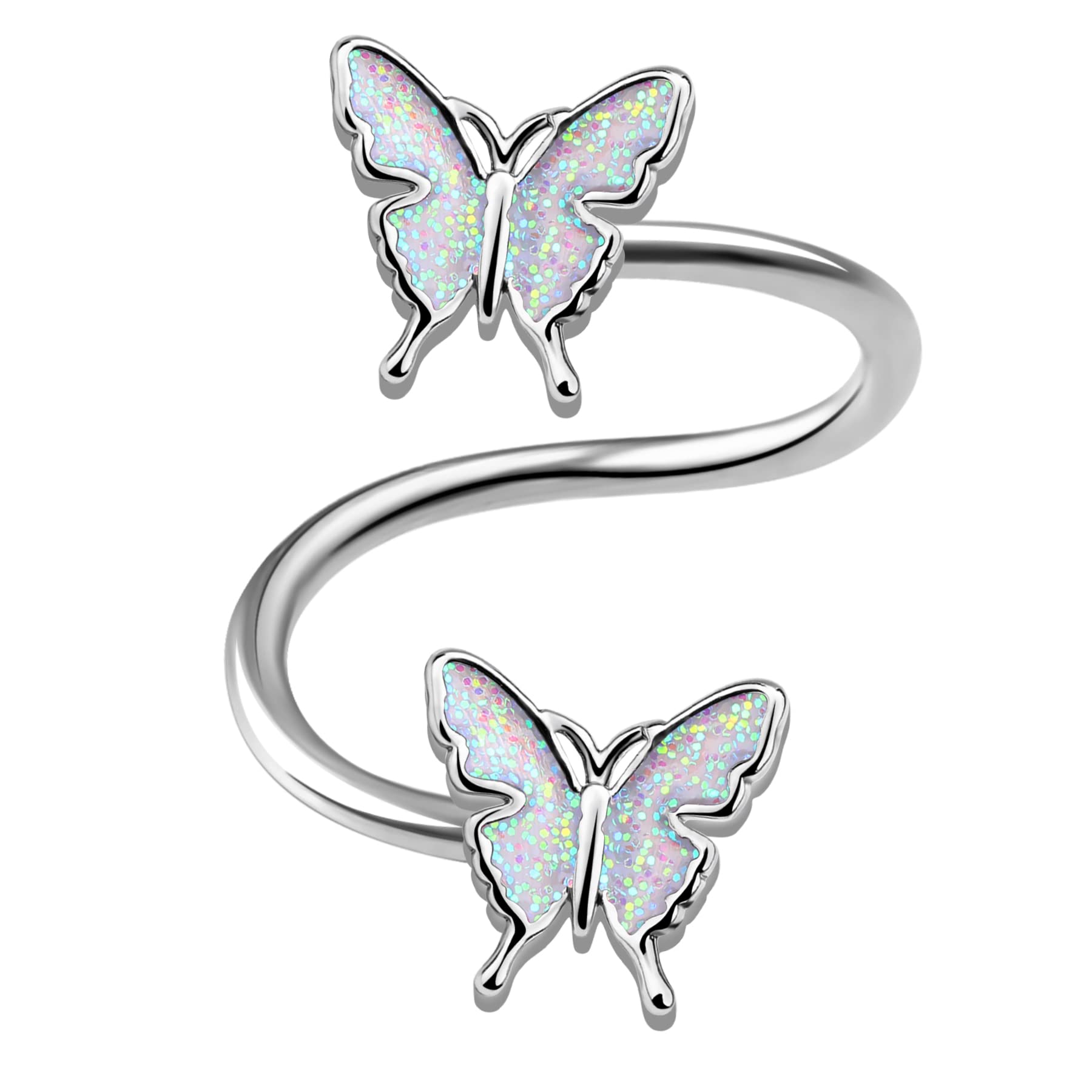 Melighting Twisted Helix Earrings 16G 316L Stainless Steel Lip Ring Labret Piercing Butterfly Helix Piercing Ring Cartilage Earring Body Piercing Jewellery