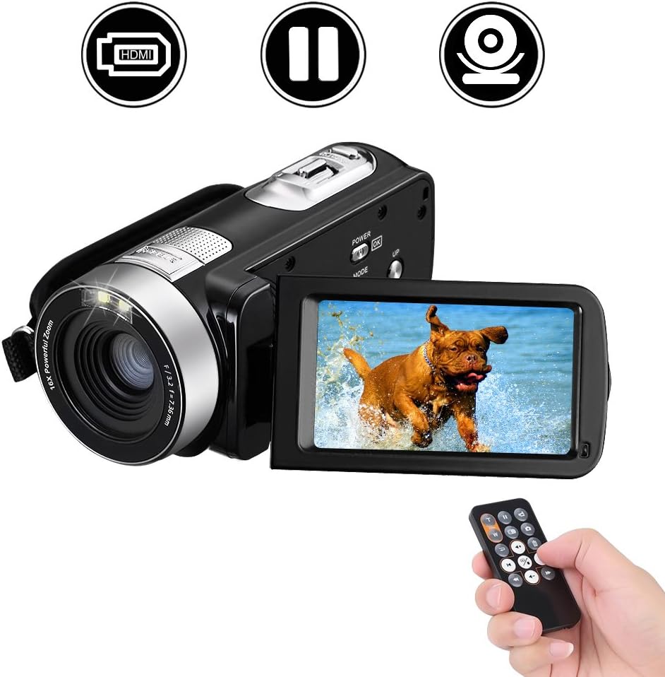 Camcorder Digital Camera Full HD 18X Digital Zoom Night Vision Video Camcorder with LCD and 270 Degree Rotation Screen with Remote Control
