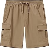 Rdruko Men's Cargo Causal Shorts Cotton Drawstring Elastic Waist Stretch Short 9'' with 5 Pockets for Work Summer
