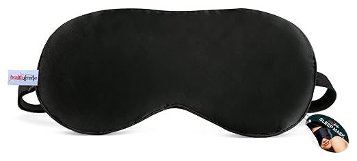 Healthgenie 100% Silk, Super Smooth Sleep Mask with Adjustable Strap and Blind Fold Eye Mask (Black)