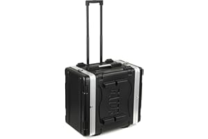 Gator Lightweight Rolling 6U Rack Case with Heavy Duty Latches, Retractable Tow Handle, and Recessed Wheels, Standard 19.25' depth, 6U (GRR-6L)