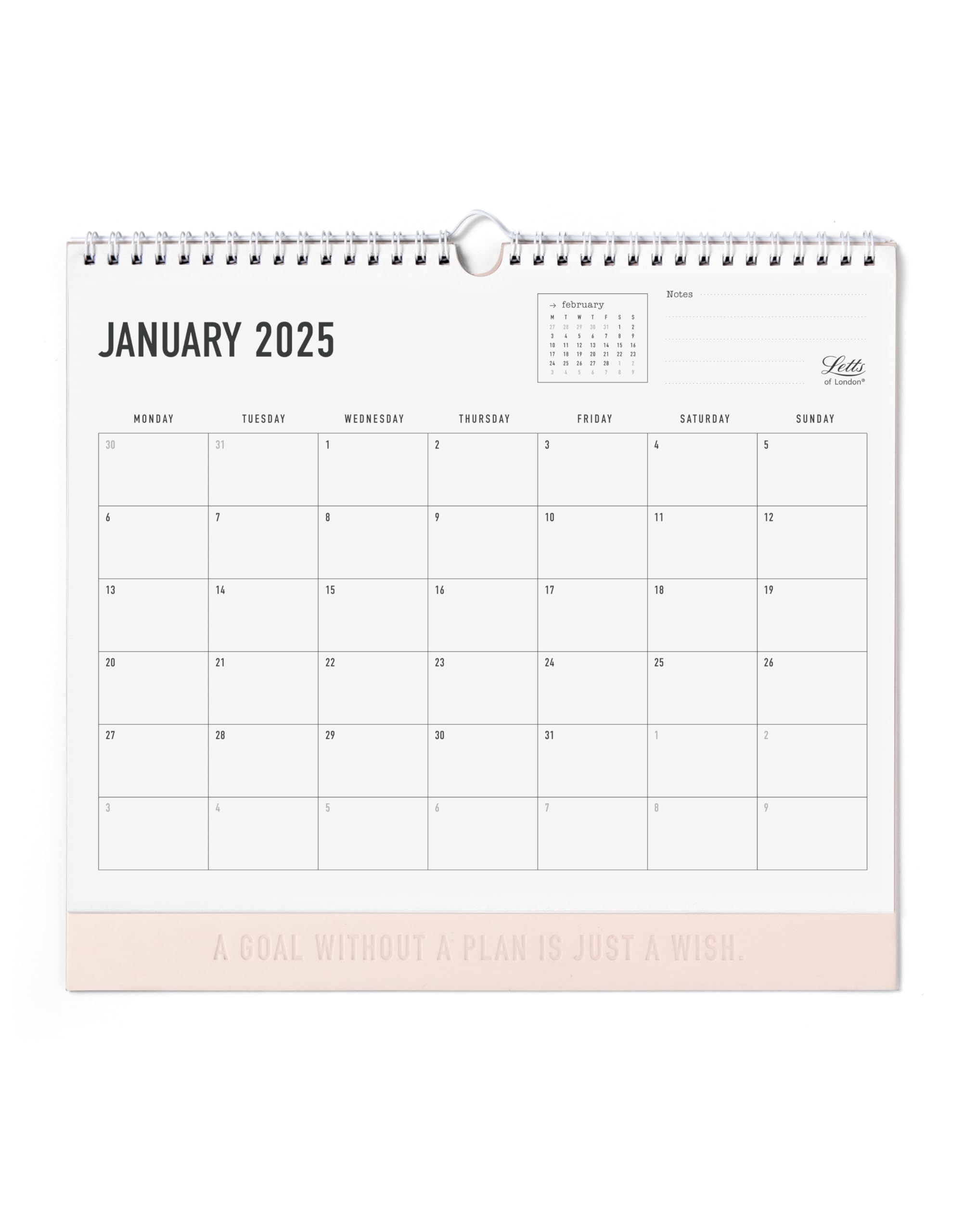 Letts of London Conscious 2025 Wall Calendar - rosewater