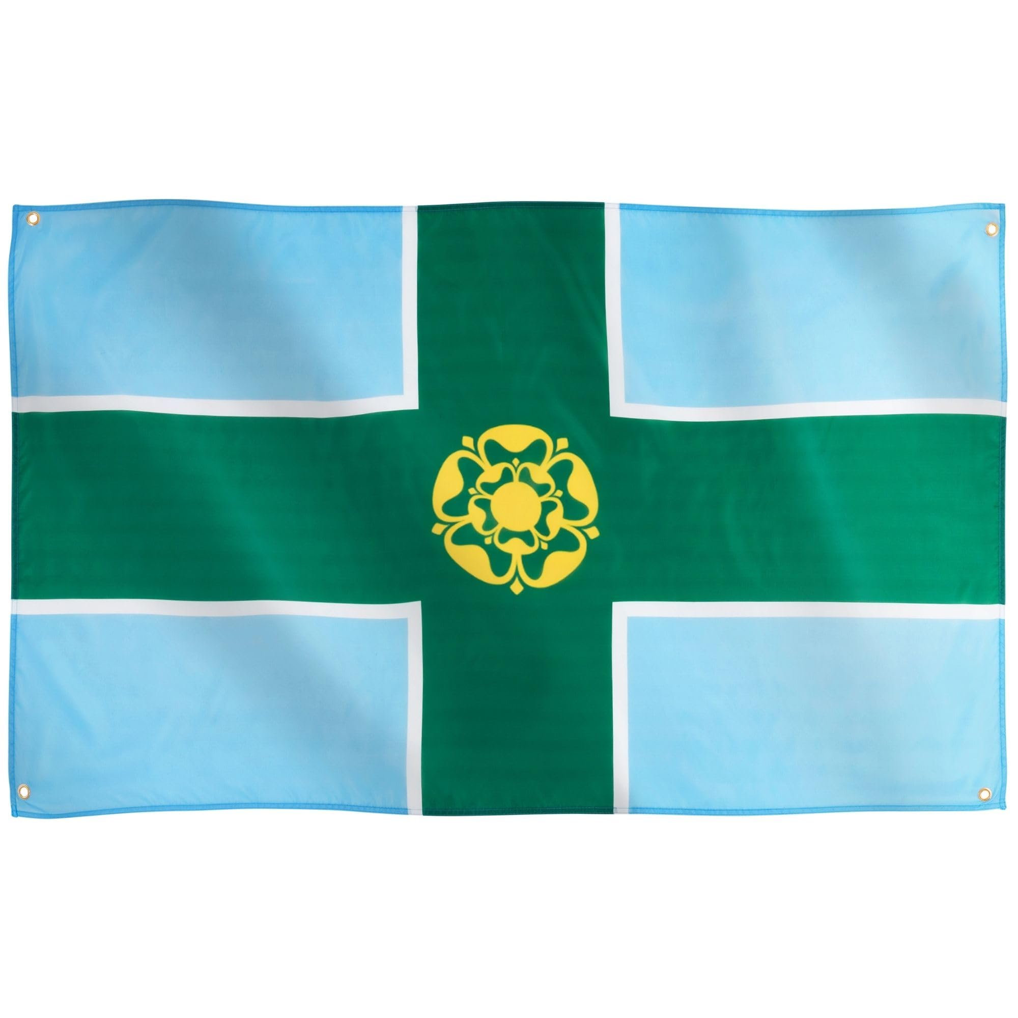 Runesol Derbyshire Flag, 91x152cm, 3ft x 5ft, 4 Grommets, Eyelet In Every Corner, Derbyshire Day, British Regional Flag, Premium Flags, Inside, Outside, Banner, Vivid Colours — image 1