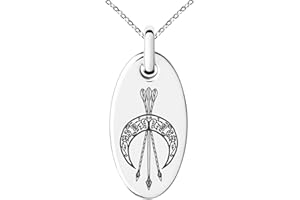 Tioneer Stainless Steel Artemis Greek Goddess of Moon Symbol Small Oval Charm Pendant Necklace
