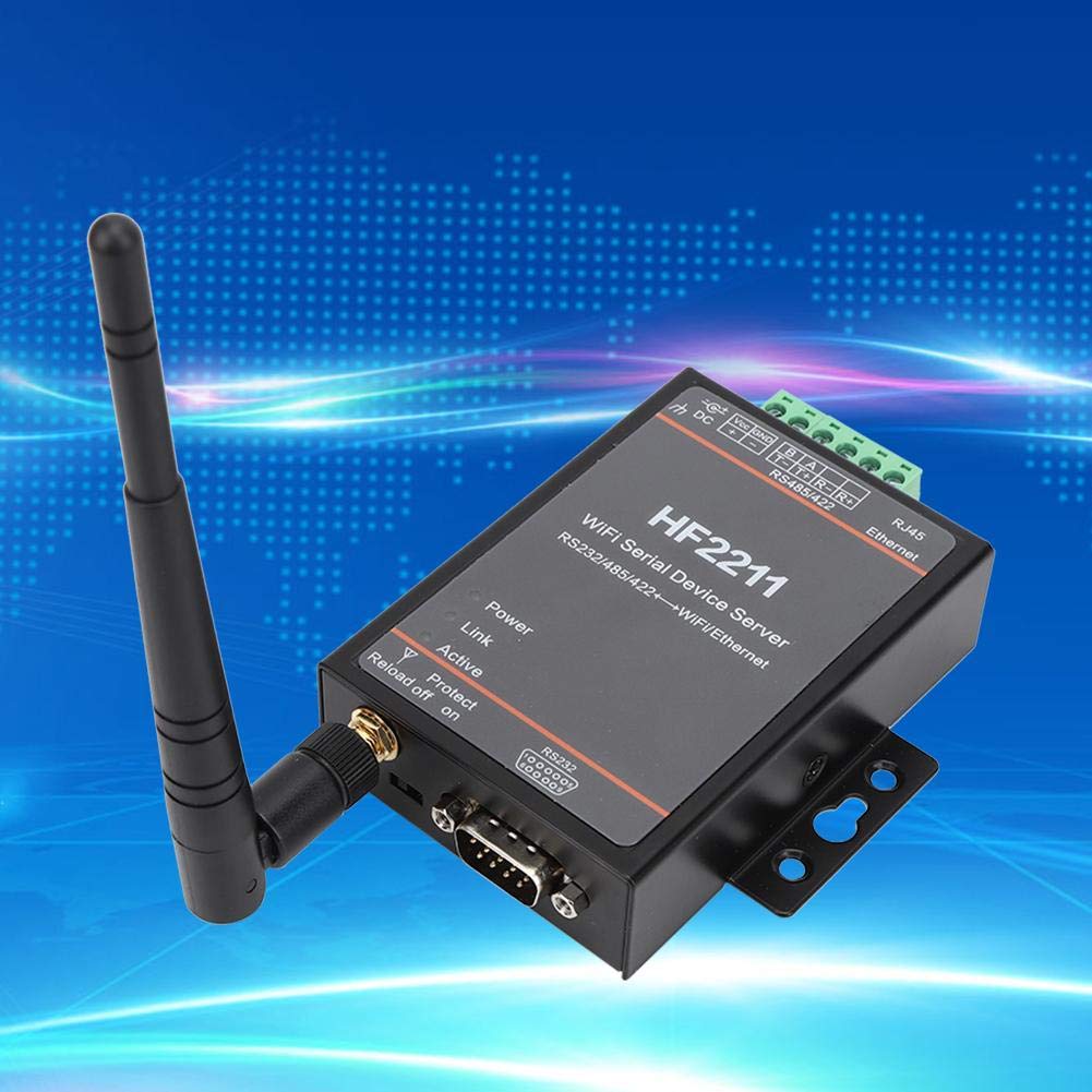 Serial Server, HF2211 Port RS-232/422/485 Serial-to-WiFi & Ethernet DTU Network Communication Device Server 5-36VDC - Image 3