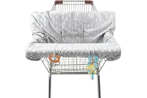 The Peanutshell Shopping Cart & High Chair Cover | Grey Ditsy Leaf - Shopping Cart Cover for Baby, High Chair Cover for Resta