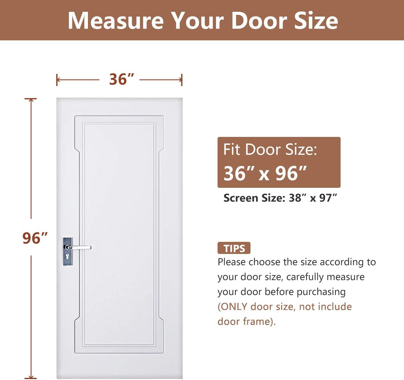 Yotache Screen Doors with Magnets Fits Door Size 36 x 96, Heavy Duty Mosquito Door Net Fit Doors Size Up to 36"W x 96"H Keep Fly Bug Out - - 