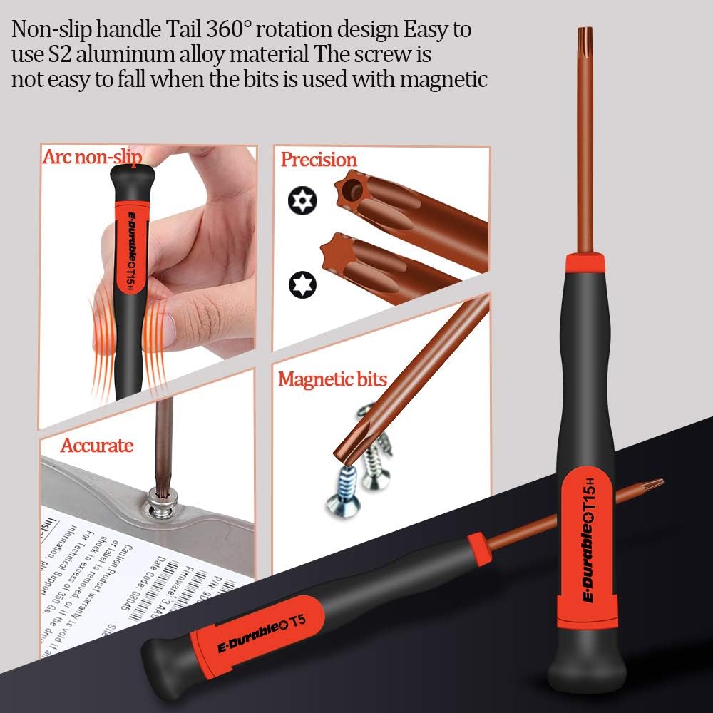 E·Durable Torx Screwdriver Set T3 T4 T5 T6 T8 T9 T10 T15 Security Torx Drivers with ESD Tweezers - Image 5