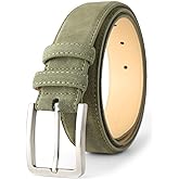LEAODES LD Men's Belt Casual Genuine Leather Suede Belts for Men 1 3/8" Wide Elegant Golf Dress Belt