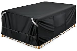 COSFLY Waterproof Patio Furniture Set Covers Durable, Outdoor Table and Chair Covers Rectangular Large - Fits up to 98L x 78W x 32H inches(Black)