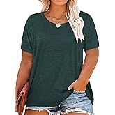 Plus Size Summer T Shirts Women Tops Short Sleeve Round Neck Casual Loose Fit Tee Tshirts Tunic