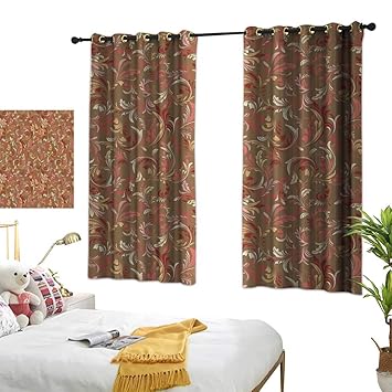 Amazon Com Warm Family White Curtains Red And Brown Old Fashioned