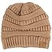 Unisex Winter Chunky Soft Stretch Cable Knit Slouch Beanie Skully Ski Hat Taupe