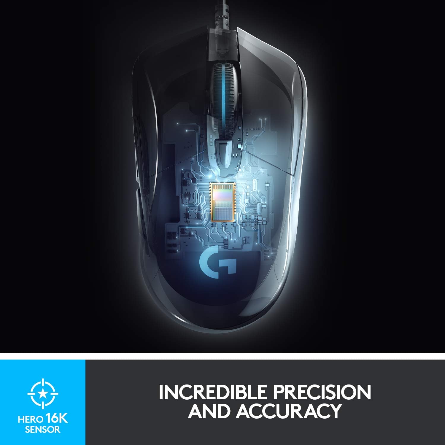 Logitech G403 Hero Wired Gaming Mouse, Hero 16K Sensor, 16000 DPI, RGB Backlit Keys, Adjustable Weights - Image 4