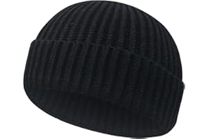 JYxingchi Wool Fisherman Beanies for Men Women Short Cuff Knit Beanie Winter Warm Hats Trawler Hat Stylish Watch Cap