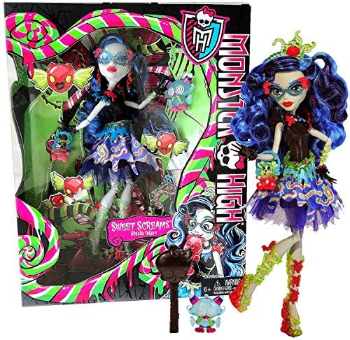 Mattel Year 2014 Monster High Sweet Screams Series 11 Inch Doll Set - GHOULIA YELPS Daughter of the Zombies with Purse, Candy Pet Owl, Hairbrush and Display Stand