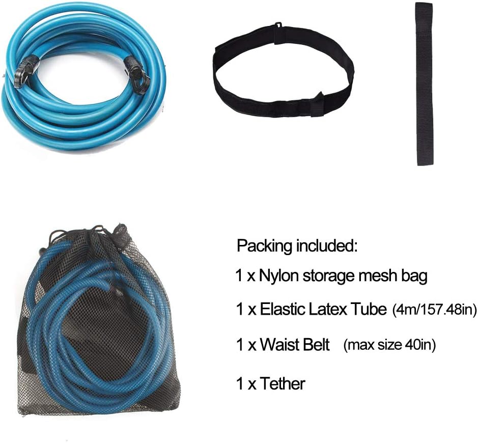 FOOING 4M Swim Training Belts, Swim Training Leash, Swim Tether Stationary Swimming, Swim Harness Static Swimming Belt, Swim Bungee Cords Resistance Bands (Blue, 4) : Sports & Outdoors