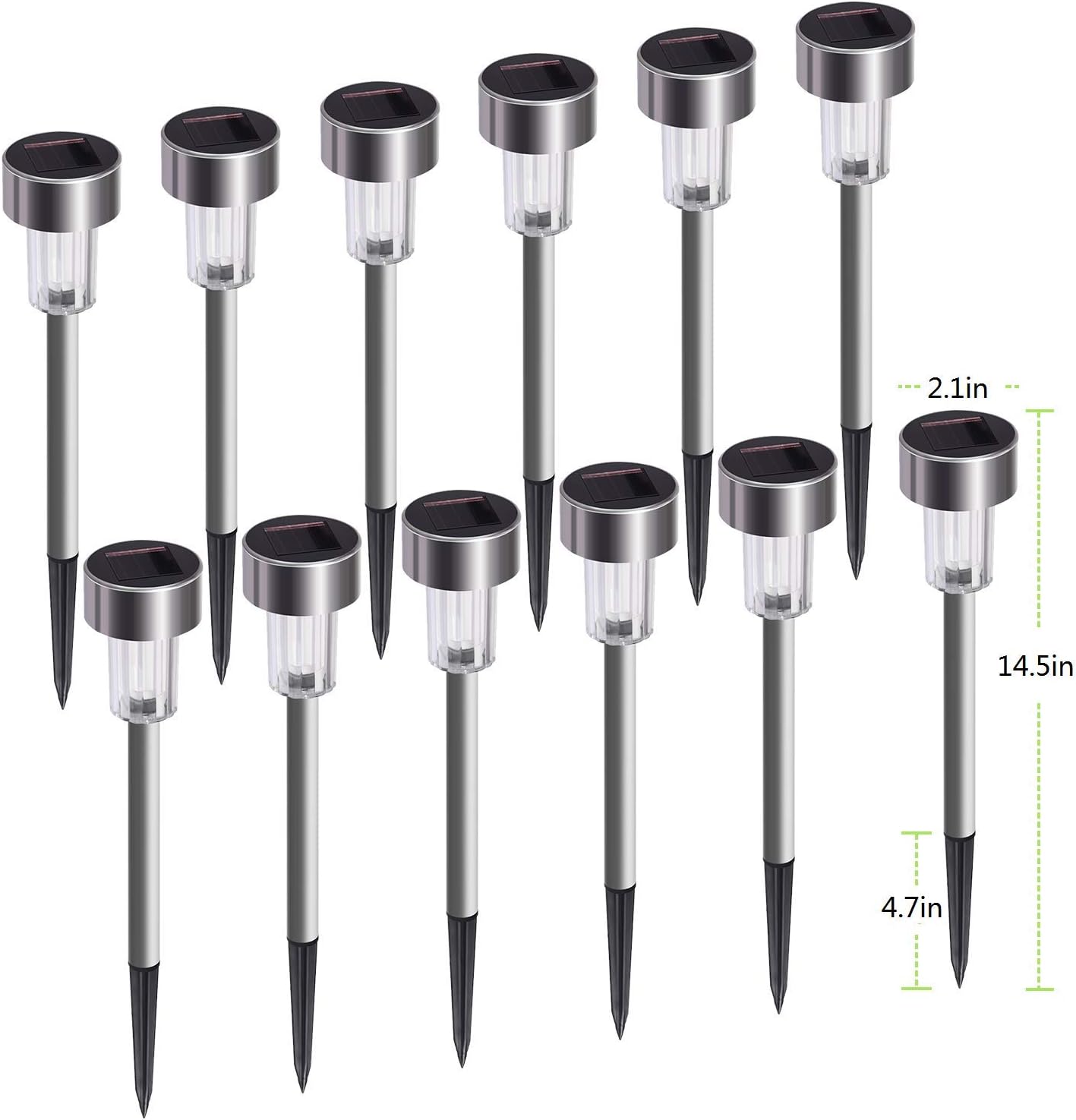Solar Lights Outdoor, 12Pack Stainless Steel Outdoor Solar Lights - Waterproof, LED Landscape Lighting Solar Powered Outdoor Lights Solar Garden Lights for Pathway Walkway Patio Yard & Lawn-Cool White : Garden & Outdoor